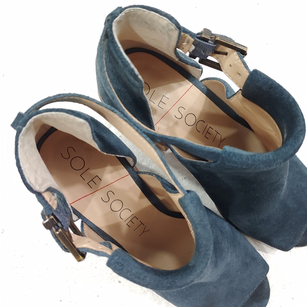 SOLE SOCIETY FERRIS SUEDE PEEP TOE HEEL - Picture 5 of 12